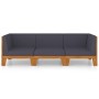 Gartenmöbel- und Kissenset 3-teilig aus massivem Akazienholz von vidaXL, Gartensets - Ref: Foro24-3058115, Preis: 404,44 €, R...