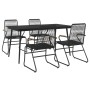 Juego de comedor de jardín 5 piezas ratán PVC negro by vidaXL, Garden sets - Ref: Foro24-3060269, Price: 390,84 €, Discount: %