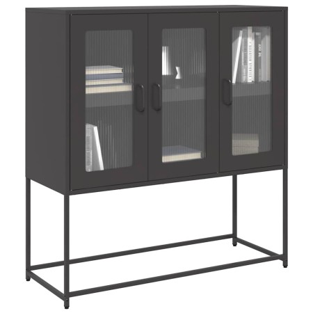 Aparador de acero laminado en frío negro 100,5x39x107 cm von , Sideboards - Ref: Foro24-853404, Preis: 129,29 €, Rabatt: %