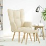 Sillón de relax con taburete tela color crema by , Armchairs - Ref: Foro24-4016785, Price: 159,09 €, Discount: %