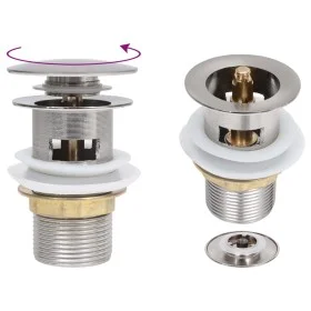 Push drain overflow function silver 6.4x6.4x9.1cm by vidaXL, Faucets - Ref: Foro24-149059, Price: 12,48 €, Discount: %