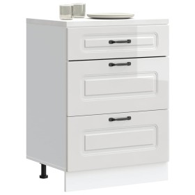 Mueble bajo cocina Kalmar madera ingeniería blanca alto brillo by , Kitchen cabinets - Ref: Foro24-854281, Price: 129,08 €, D...
