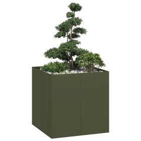 Jardinera acero verde oliva 80x80x80 cm von , Töpfe und Pflanzgefäße - Ref: Foro24-860783, Preis: 130,63 €, Rabatt: %