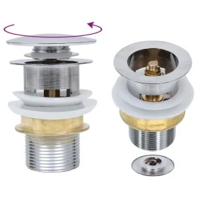 Push drain without overflow function silver 6.4x6.4x9.1 cm by vidaXL, Faucets - Ref: Foro24-149064, Price: 14,73 €, Discount: %