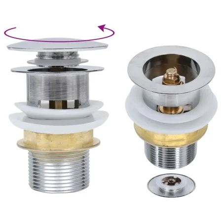 Push drain without overflow function silver 6.4x6.4x9.1 cm by vidaXL, Faucets - Ref: Foro24-149064, Price: 14,73 €, Discount: %