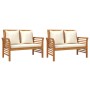 3-piece garden furniture set with acacia wood cushions by vidaXL, Garden sets - Ref: Foro24-3058095, Price: 455,83 €, Discoun...