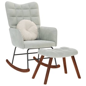 Mecedora con taburete de terciopelo gris claro by , Rocking chairs - Ref: Foro24-4016843, Price: 141,52 €, Discount: %