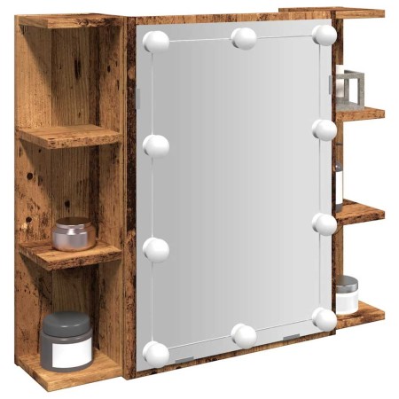 Mueble con espejo y LED madera vieja 70x16,5x60 cm de , Tocadores de baño - Ref: Foro24-857003, Precio: 100,77 €