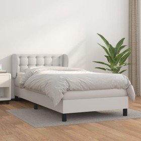 Cama box spring con colchón cuero sintético blanco 100x200 cm en Camas y somieres | Comprar online en Foro24