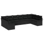 Conjunto de sofá de jardín con cojín 10 pcs Negro Poliratán