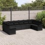 Conjunto de sofá de jardín con cojín 10 pcs Negro Poliratán