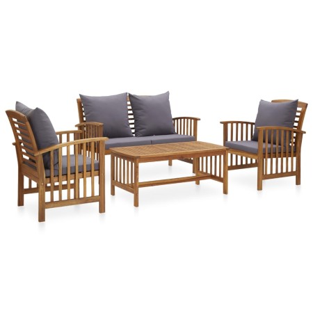 Gartenmöbel 4 Stück mit Kissen massivem Akazienholz von vidaXL, Gartensets - Ref: Foro24-3057979, Preis: 418,25 €, Rabatt: %