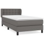 Cama box spring con colchón cuero sintético gris 100x200 cm