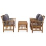 Gartenmöbel 4 Stück mit Kissen massivem Akazienholz von vidaXL, Gartensets - Ref: Foro24-3057979, Preis: 418,25 €, Rabatt: %