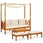 Banco de jardín con mesa y reposapiés madera de acacia maciza de vidaXL, Bancos de jardín - Ref: Foro24-3058008, Precio: 422,...