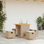 Set comedor de jardín 5 pzas con cojines ratán sintético beige von , Gartensets - Ref: Foro24-365422, Preis: 232,88 €, Rabatt: %