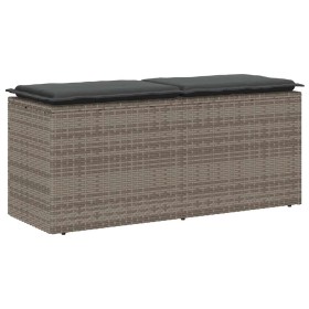 Banco de jardín con cojín ratán sintético gris 110x40x44 cm von , Gartenbänke - Ref: Foro24-4104147, Preis: 105,85 €, Rabatt: %
