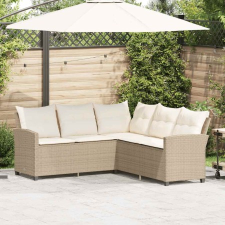 Sofá en forma de L con cojines ratán sintético beige von , Gartensets - Ref: Foro24-365417, Preis: 333,19 €, Rabatt: %