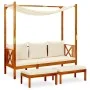 Garden bench with awning and footrest solid acacia wood by vidaXL, garden benches - Ref: Foro24-3058007, Price: 346,87 €, Dis...