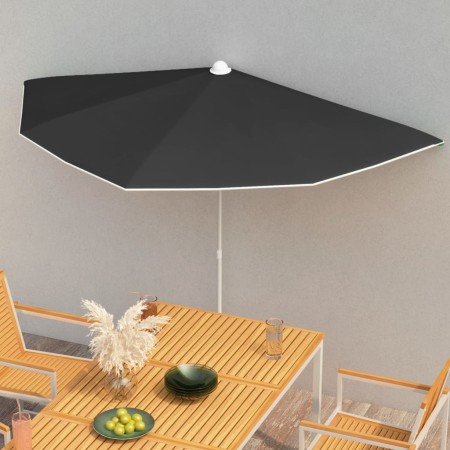 Halbrunder Gartenschirm mit Mast 300x150 cm schwarz von vidaXL, Sonnenschirme - Ref: Foro24-315565, Preis: 26,93 €, Rabatt: %