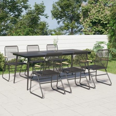 Juego de comedor para jardín 7 piezas ratán PVC negro de vidaXL, Conjuntos de jardín - Ref: Foro24-3060271, Precio: 539,70 €