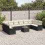 Conjunto de sofá de jardín con cojín 11 pcs Negro Poliratán