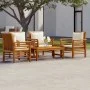 Gartenmöbelset 5 Stück mit Kissen aus massivem Akazienholz von vidaXL, Gartensets - Ref: Foro24-3058097, Preis: 516,98 €, Rab...