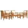 Gartenmöbelset 5 Stück mit Kissen aus massivem Akazienholz von vidaXL, Gartensets - Ref: Foro24-3058097, Preis: 516,98 €, Rab...