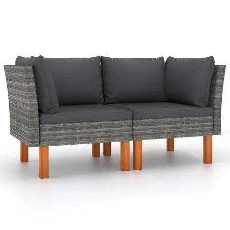 Sofás de esquina 2 uds ratán sintético y madera de eucalipto by vidaXL, Modular outdoor sofas - Ref: Foro24-315758, Price: 12...