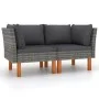 Sofás de esquina 2 uds ratán sintético y madera de eucalipto by vidaXL, Modular outdoor sofas - Ref: Foro24-315758, Price: 12...