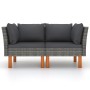 Ecksofas 2 Stück aus synthetischem Rattan und Eukalyptusholz von vidaXL, Modulare Sofas für den Außenbereich - Ref: Foro24-31...