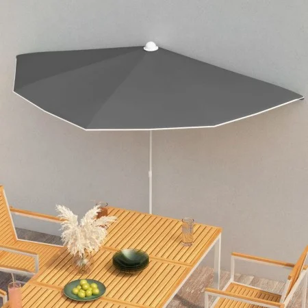 Sombrilla de jardín semicircular palo 300x150 cm gris antracita de vidaXL, Sombrillas - Ref: Foro24-315561, Precio: 26,52 €, ...