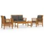 4-teiliges Gartenmöbel-Set und Kissen aus massivem Akazienholz von vidaXL, Gartensets - Ref: Foro24-3058098, Preis: 485,77 €,...