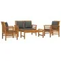 4-teiliges Gartenmöbel-Set und Kissen aus massivem Akazienholz von vidaXL, Gartensets - Ref: Foro24-3058098, Preis: 485,77 €,...
