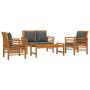 4-teiliges Gartenmöbel-Set und Kissen aus massivem Akazienholz von vidaXL, Gartensets - Ref: Foro24-3058098, Preis: 494,48 €,...