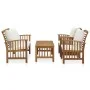 Gartenmöbel 4-teilig mit Kissen aus massivem Akazienholz von vidaXL, Gartensets - Ref: Foro24-3057975, Preis: 421,48 €, Rabat...