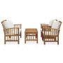 Gartenmöbel 4-teilig mit Kissen aus massivem Akazienholz von vidaXL, Gartensets - Ref: Foro24-3057975, Preis: 465,85 €, Rabat...