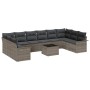Conjunto de sofá de jardín con cojín 11 pcs Gris Poliratán