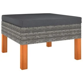 Footstool in synthetic rattan and solid eucalyptus wood by vidaXL, Modular outdoor sofas - Ref: Foro24-315752, Price: 40,16 €...