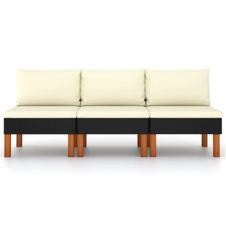 Central sofas 3 units synthetic rattan and eucalyptus wood by vidaXL, Modular outdoor sofas - Ref: Foro24-315768, Price: 143,...