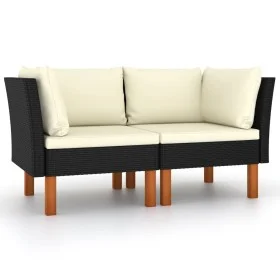 Sofás de esquina 2 uds ratán sintético y madera de eucalipto by vidaXL, Modular outdoor sofas - Ref: Foro24-315767, Price: 12...