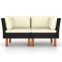 Sofás de esquina 2 uds ratán sintético y madera de eucalipto by vidaXL, Modular outdoor sofas - Ref: Foro24-315767, Price: 12...