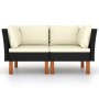 Sofás de esquina 2 uds ratán sintético y madera de eucalipto von vidaXL, Modulare Sofas für den Außenbereich - Ref: Foro24-31...