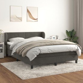 Cama box spring con colchón terciopelo gris oscuro 140x200 cm Cama box spring con colchón terciopelo gris oscuro 140x200 cm