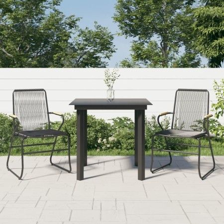 Garten-Essgruppe 3-teilig aus schwarzem PVC-Rattan von vidaXL, Gartensets - Ref: Foro24-3060273, Preis: 218,70 €, Rabatt: %