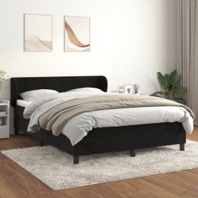 Cama box spring con colchón terciopelo negro 140x200 cm Cama box spring con colchón terciopelo negro 140x200 cm