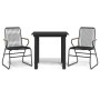 Garten-Essgruppe 3-teilig aus schwarzem PVC-Rattan von vidaXL, Gartensets - Ref: Foro24-3060273, Preis: 218,70 €, Rabatt: %