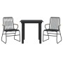 Garten-Essgruppe 3-teilig aus schwarzem PVC-Rattan von vidaXL, Gartensets - Ref: Foro24-3060273, Preis: 218,70 €, Rabatt: %