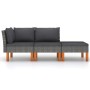 Set muebles de jardín 3 pzas ratán sintético madera eucalipto