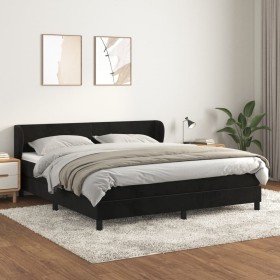 Cama box spring con colchón terciopelo negro 160x200 cm en Camas y somieres | Comprar online en Foro24